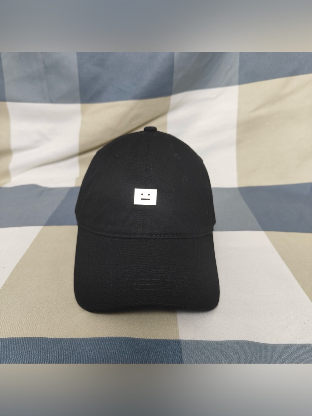 ⭐️Acne Black Baseball Cap with White Face Logo